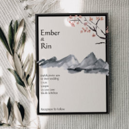 Sakura Mountain | Avslappnad v2 Gräns Bröllop Inbjudningar