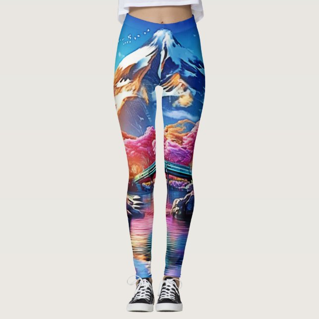 Sakura Mountain: Vårscen Leggings (Framsida)