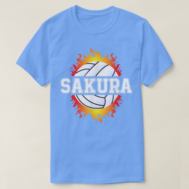 Sakura Namn Volleyball Player Girls Boll och Net S T Shirt (Design framsida)