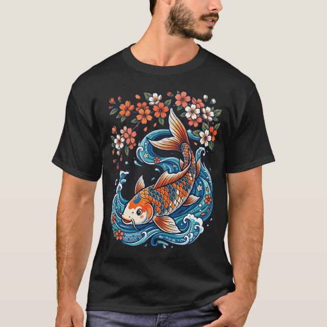 Sakura och rinnande vatten Japansk design T Shirt (Framsida)