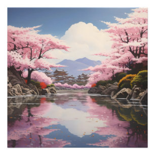 Sakura över Banker Fototryck