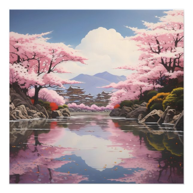 Sakura över Banker Fototryck (Framsidan)