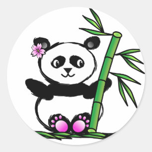 Sakura Panda Runt Klistermärke