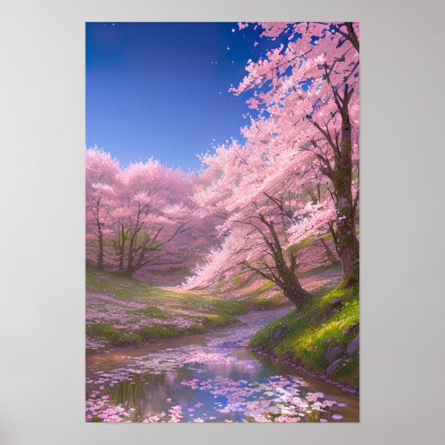 Sakura Petals på Vatten Poster (Framsidan)