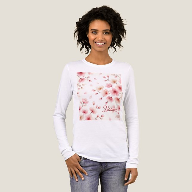 Sakura-rörelse Sömlöst Mönster | Feminint Anpassat T Shirt (Hel framsida)