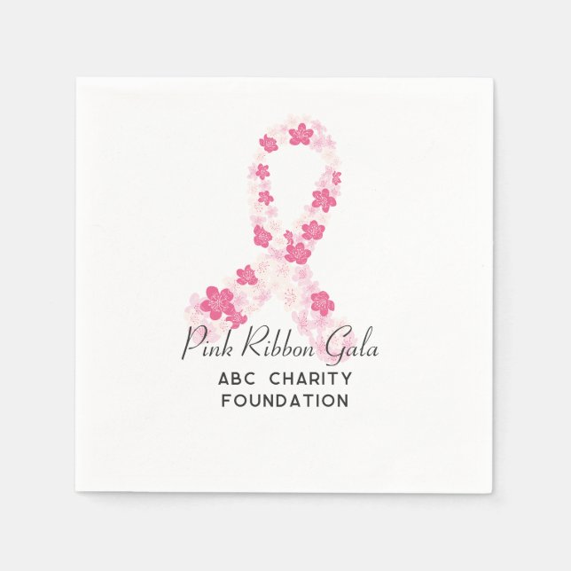 Sakura Rosa Breast Cancer Fundraiser QR Code Pappersservett (Framsidan)