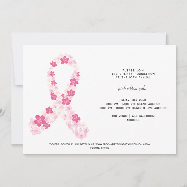 Sakura Rosa Bröstcancer överlevande Fundraiser Inbjudningar (Framsida)
