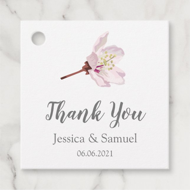 Sakura Rosa Cherry Blommar Bröllop Tack Gåvor Etiketter (Framsida)