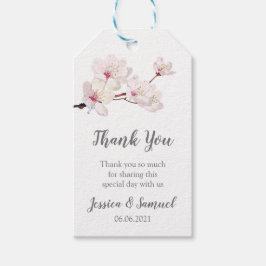 Sakura Rosa Cherry Blommar Bröllop Tack Presentetikett