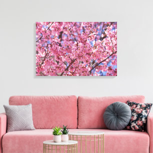 Sakura Rosa Cherry Blommar Himlar Canvastryck