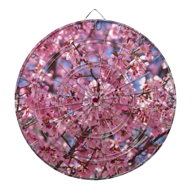 Sakura Rosa Cherry Blommar Himlar Darttavla (Framsidan)