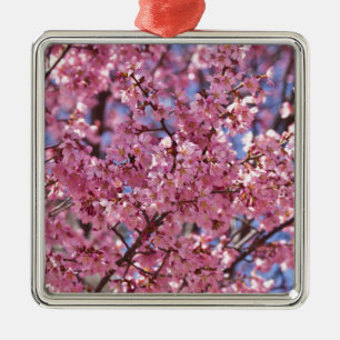 Sakura Rosa Cherry Blommar Himlar Julgransprydnad Metall