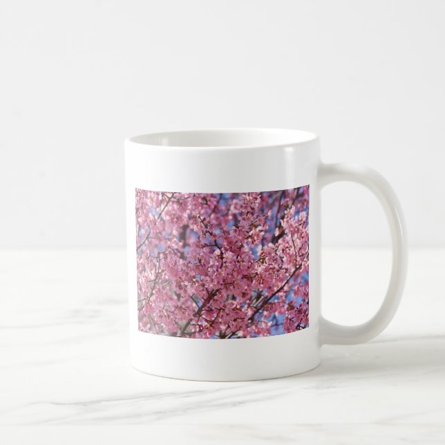 Sakura Rosa Cherry Blommar Himlar Kaffemugg (Höger)
