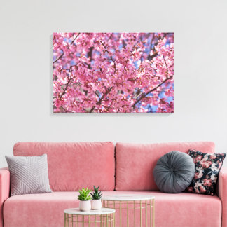 Sakura Rosa Cherry Blommar Himlar Poster Canvastryck