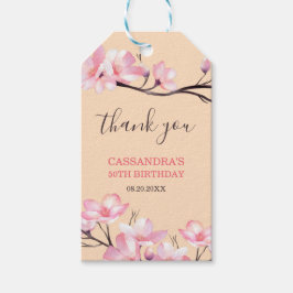 Sakura  Rosa Cherry Blommar Peach Birthday Presentetikett