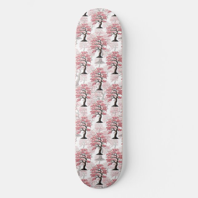 Sakura Rosa Cherry Blommar Träd Design Mini Skateboard Bräda 18,5 Cm (Framsida)