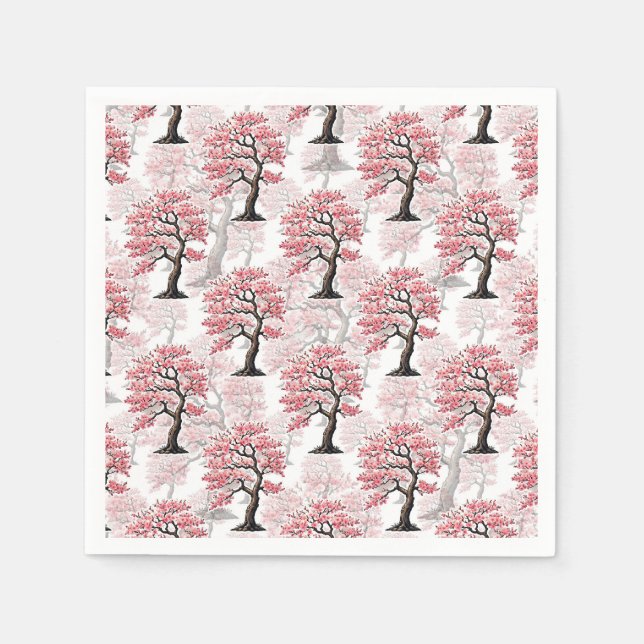 Sakura Rosa Cherry Blommar Träd Design Pappersservett (Framsidan)