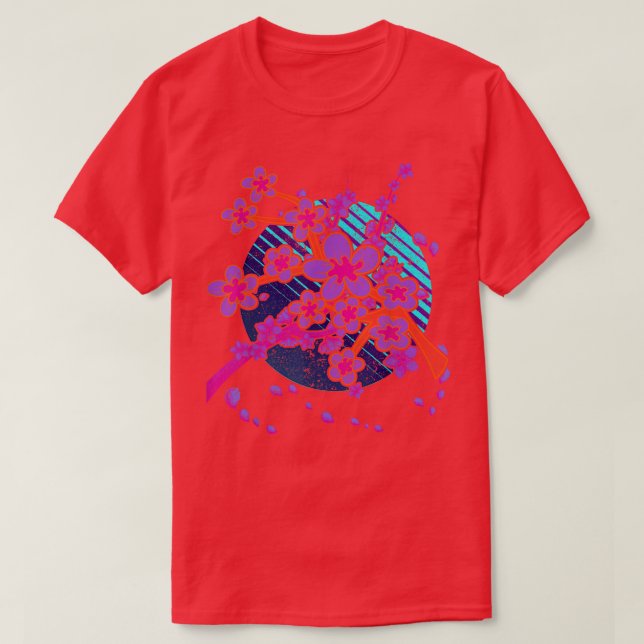 Sakura Rosa Flower Japan Vaporwave 90 s Art Cherry T Shirt (Design framsida)