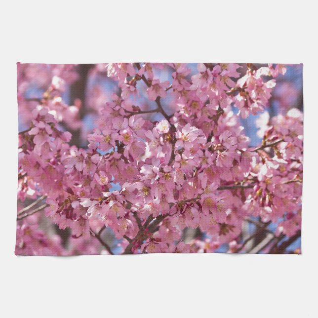 Sakura Rosa Körsbärsblomshimmel Kökshandduk (Horisontell)