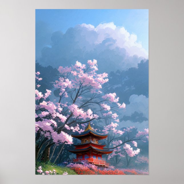 Sakura Sanctuary: Wooden Temple Poster (Framsidan)