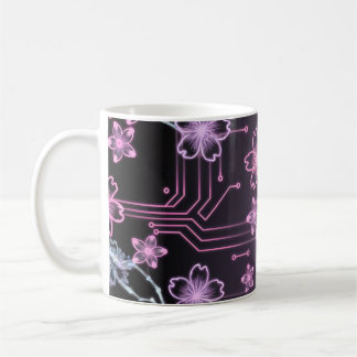 Sakura-Schaltkreise im Neon-Stil Kaffemugg