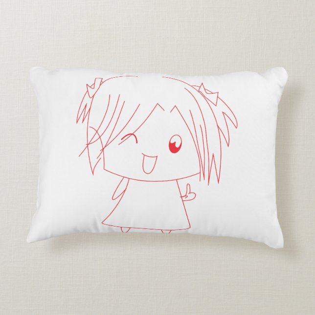 Sakura Smile Pillow - Delikat japansk Girl Vector Prydnadskudde (Baksidan)