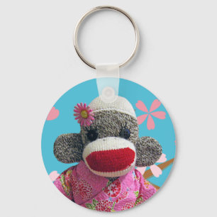 Sakura sock monkey Keychain Nyckelring