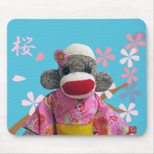 Sakura sock monkey Mousepad Musmatta