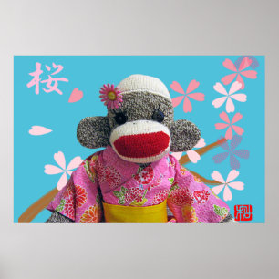 Sakura sock monkeyaffisch poster