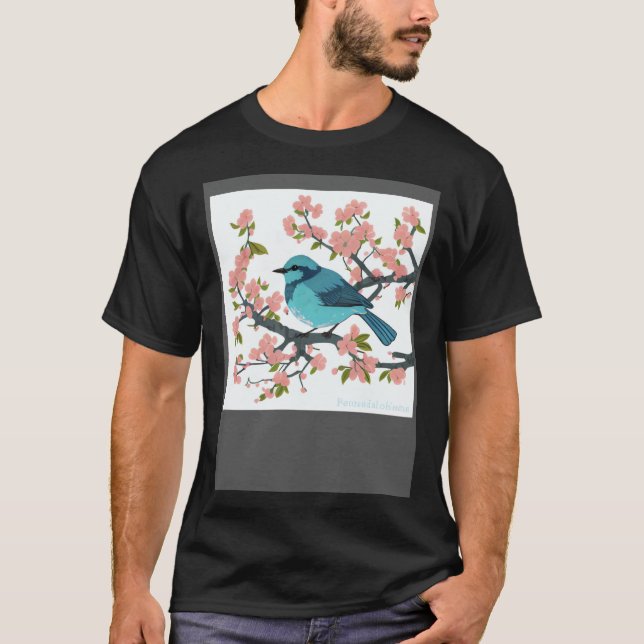 Sakura Songbird in Bloom  Serene Spring T Shirt (Framsida)