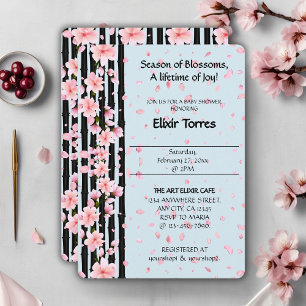Sakura Spring Körsbärsblom Baby Shower Inbjudningar