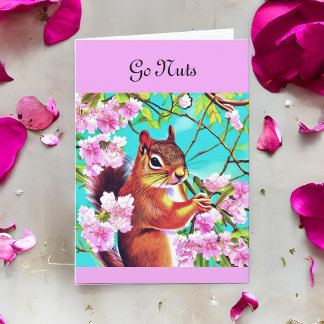Sakura Squirrel i Cherry Träd Go Nöt Birthday Kort