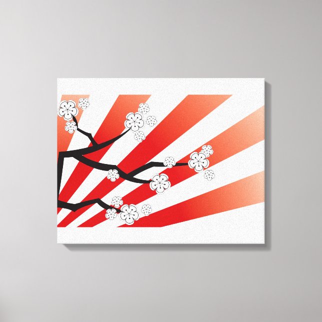Sakura Sunrise White Cherry Blommars Flowers Zen Canvastryck (Framsida)