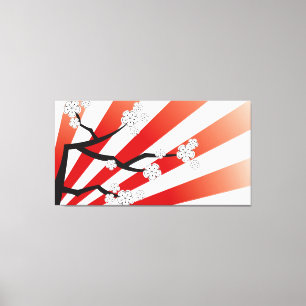 Sakura Sunrise White Cherry Blommars Flowers Zen Canvastryck