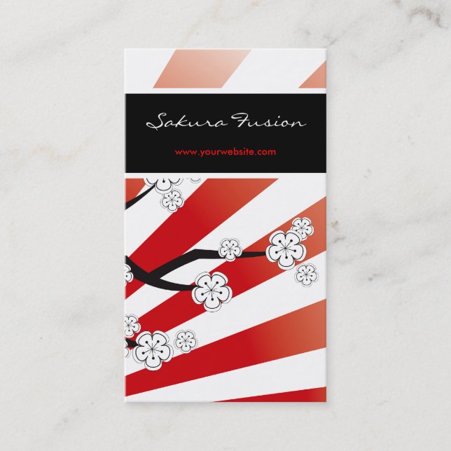 Sakura Sunrise White Cherry Blommars Flowers Zen Visitkort (Framsida)