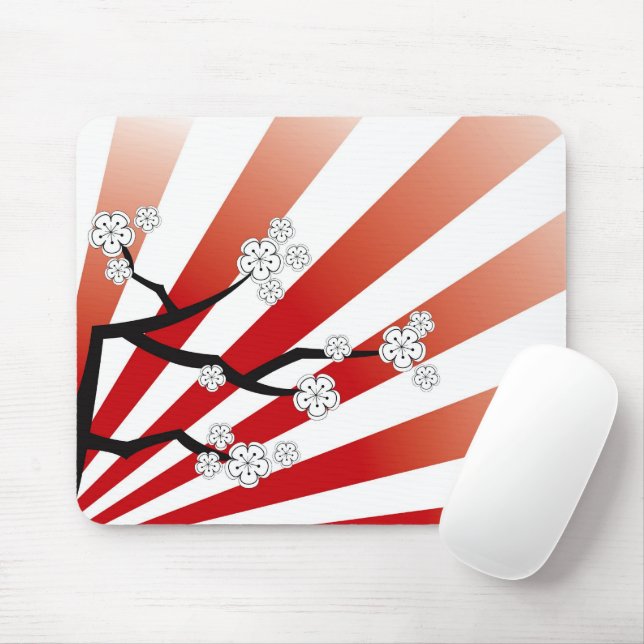 Sakura Sunrise Zen Rand White Cherry Blommars Musmatta (Med mus)