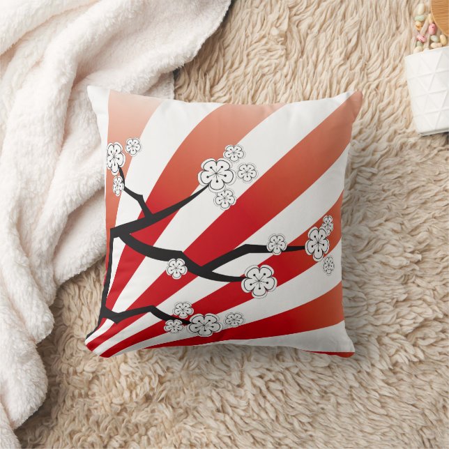 Sakura Sunrise Zen White Cherry Blommars Flowers Kudde (Filt)
