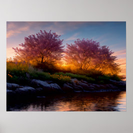 Sakura Sunset: Riverside Reverie Poster