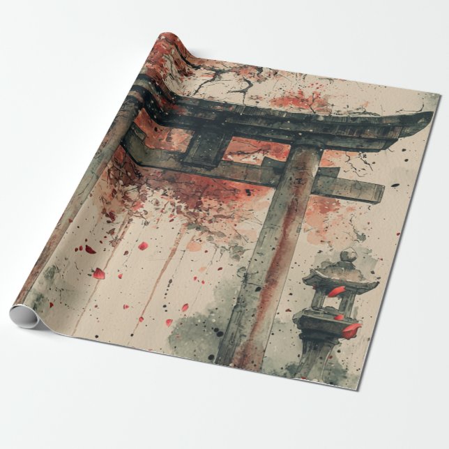 Sakura Torii bläck tvätt konst Presentpapper (Utrullad)