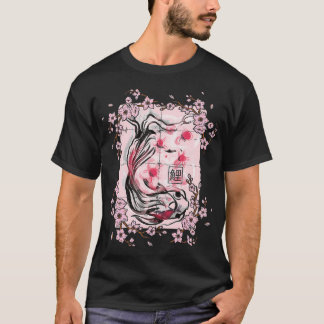 Sakura Träd Koi p Rosa Cherry Blommar Flower Träd T Shirt