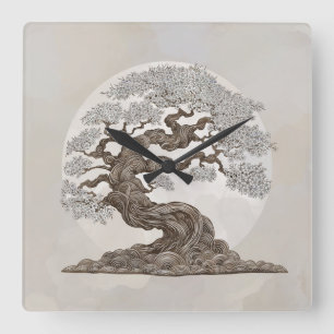 Sakura Träd - Pearl Blommar Fyrkantig Klocka