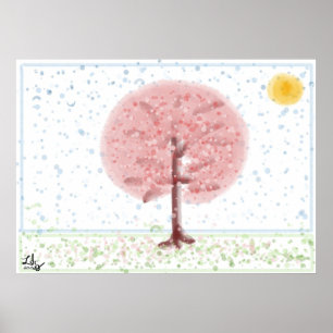 Sakura trädaffisch poster