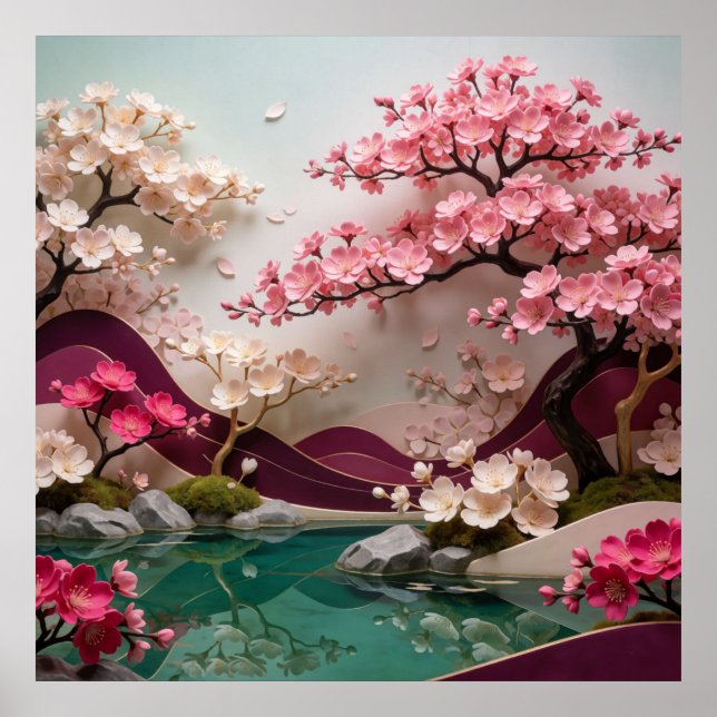 Sakura Trädgårdslandskap 🌸 Poster (Framsidan)