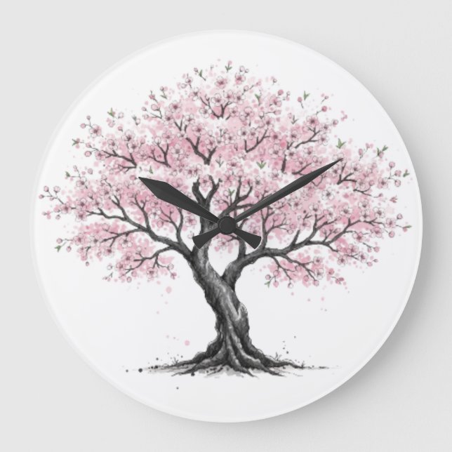 Sakura Tree Clock Stor Klocka (Framsida)