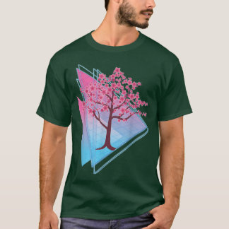 Sakura Tree Japan Retro 80s Art Vaporwave Cherry B T Shirt