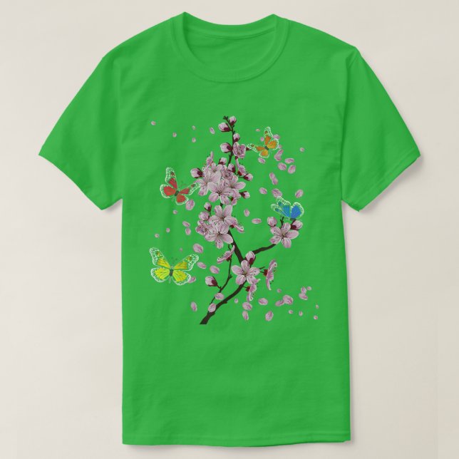 Sakura Vår blommor Cherry Blommar Träd japanska T Shirt (Design framsida)