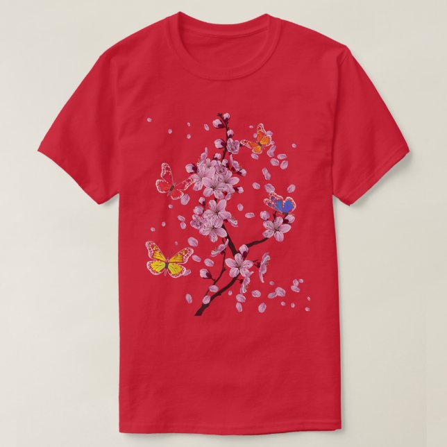 Sakura Vår blommor Cherry Blommar Träd japanska T Shirt (Design framsida)
