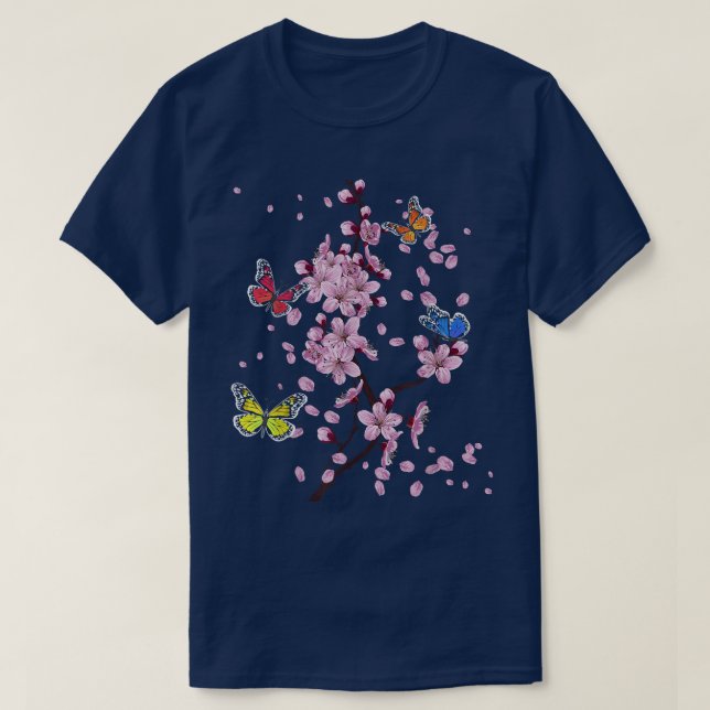 Sakura Vår blommor Cherry Blommar Träd japanska T Shirt (Design framsida)