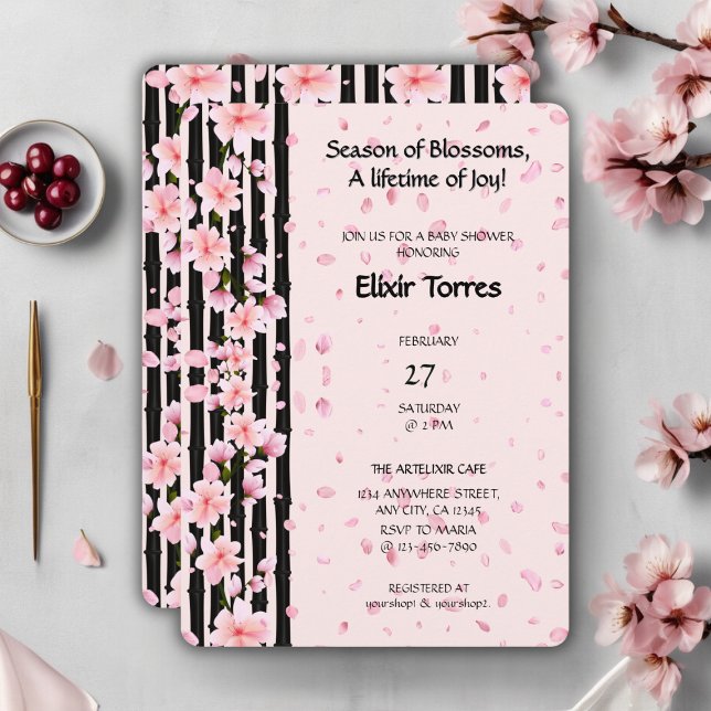 Sakura vår körsbärsblommor baby shower inbjudningar (Skapare uppladdad)