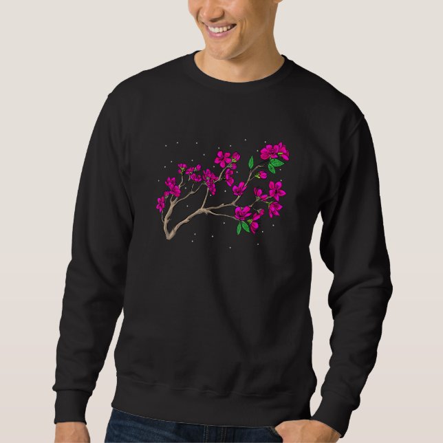 Sakura vårblommor körsbärsblomstrande japanskt trä lång ärmad tröja (Framsida)